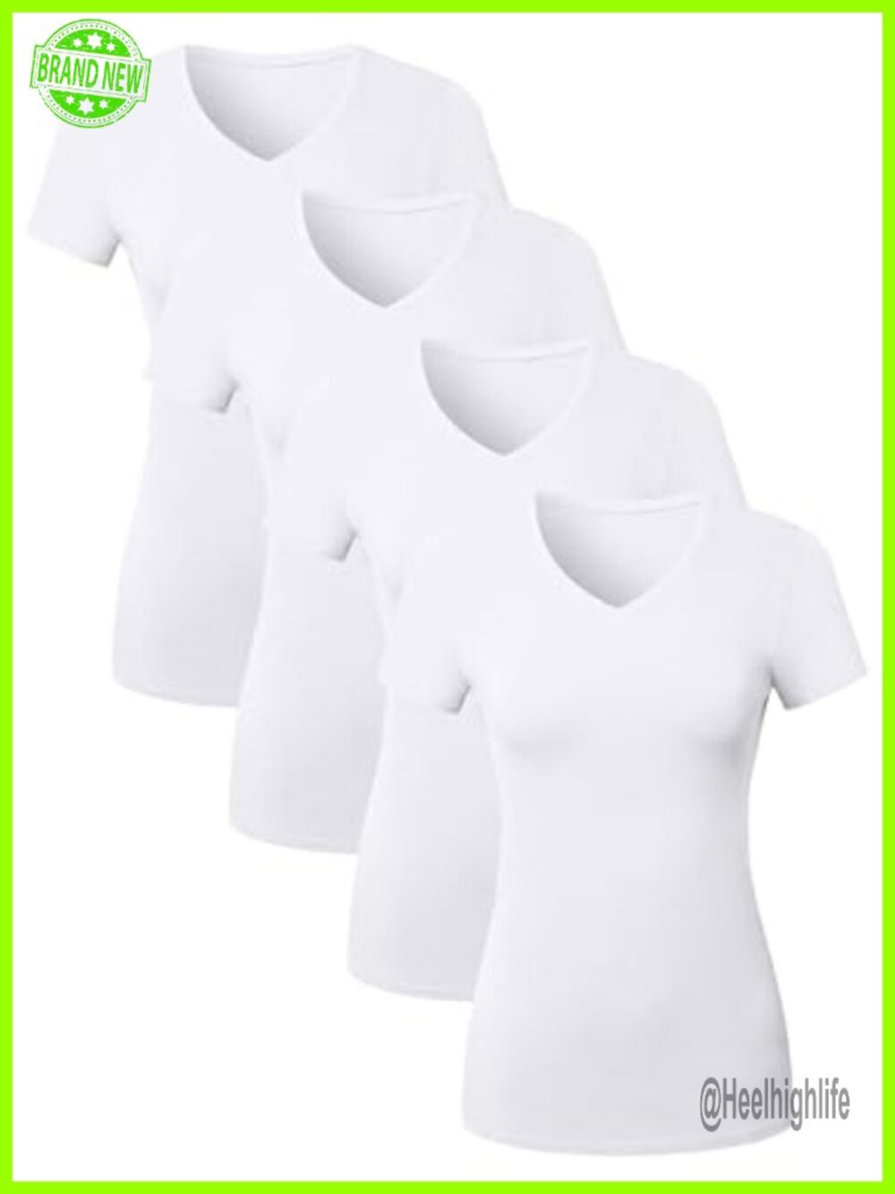Women's Cotton V-Neck T-Shirt Short Sleeve Basic Tee